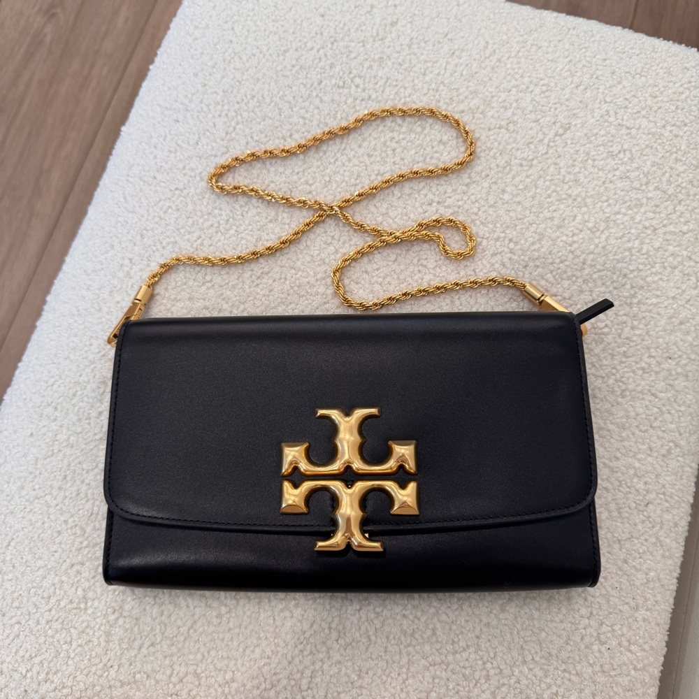Tory Burch Black Crossbody Bag with Gold Accents